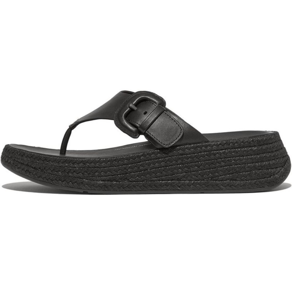 NWT -  Fitflop Womens F-Mode Espadrille Black Adjustable Thong Sandals |  US 6 - Picture 2 of 5